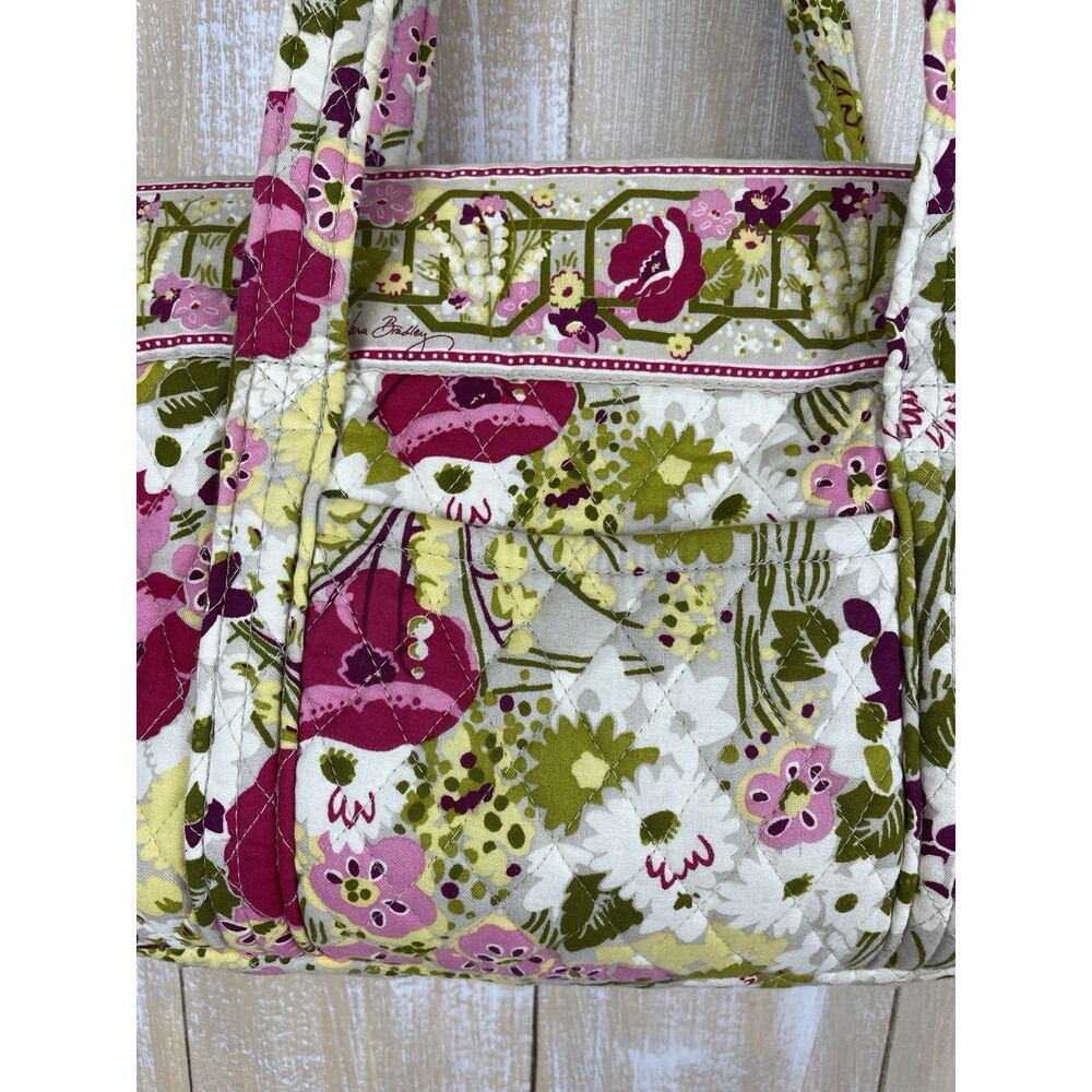 Vera Bradley Make Me Blush Beige Floral Print Double Handle Shoulder Bag EUC - Picture 2 of 10